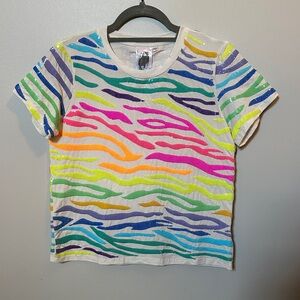 QUEEN OF SPARKLES Multicolor Sequin Zebra Stripe Tee.  Kids 2XL